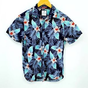 Denim and Flowers Blue Hawaiian Flower Shirt